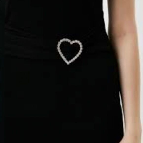 Love Moschino Halter Sleeveless Bodycon Knit Mini Dress with Crystal Heart Belt - Picture 4 of 9